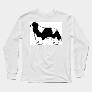 cavalier king charles spaniel black and white silhouette Long Sleeve T-Shirt